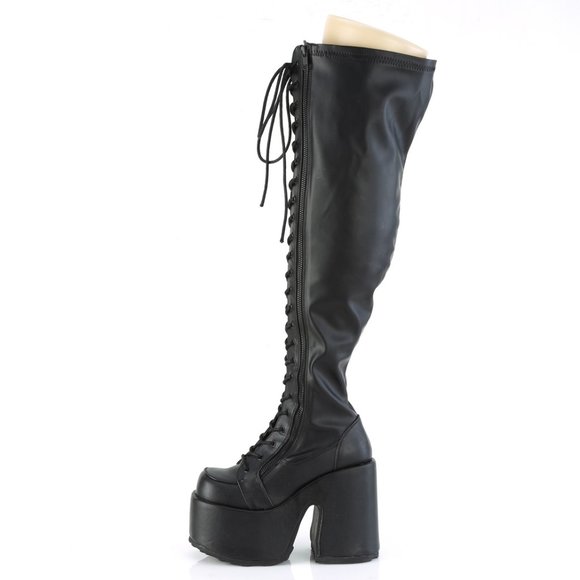 Gothic Wide Calf Platform Lace Up Thigh High Boots - Picture 1 of 5